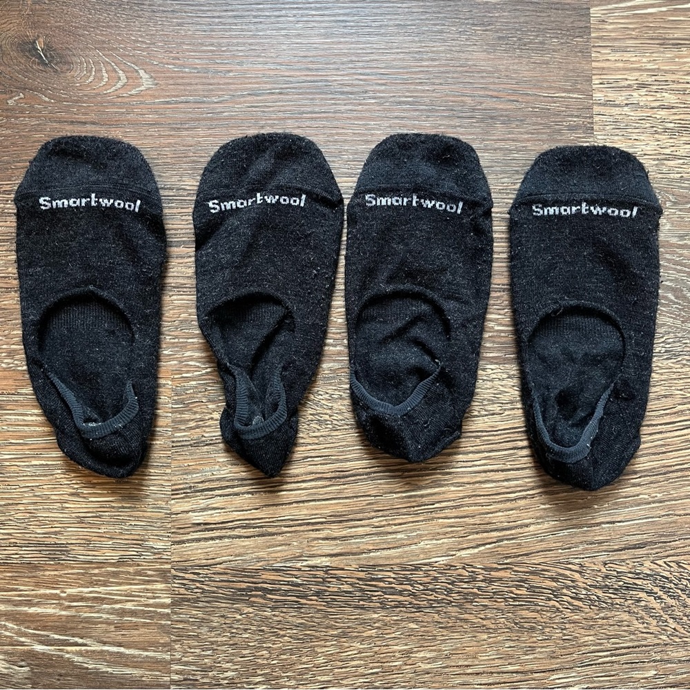 2 pairs (4 socks) Charcoal gray Smartwool merino wool no show Hide and Seek sets